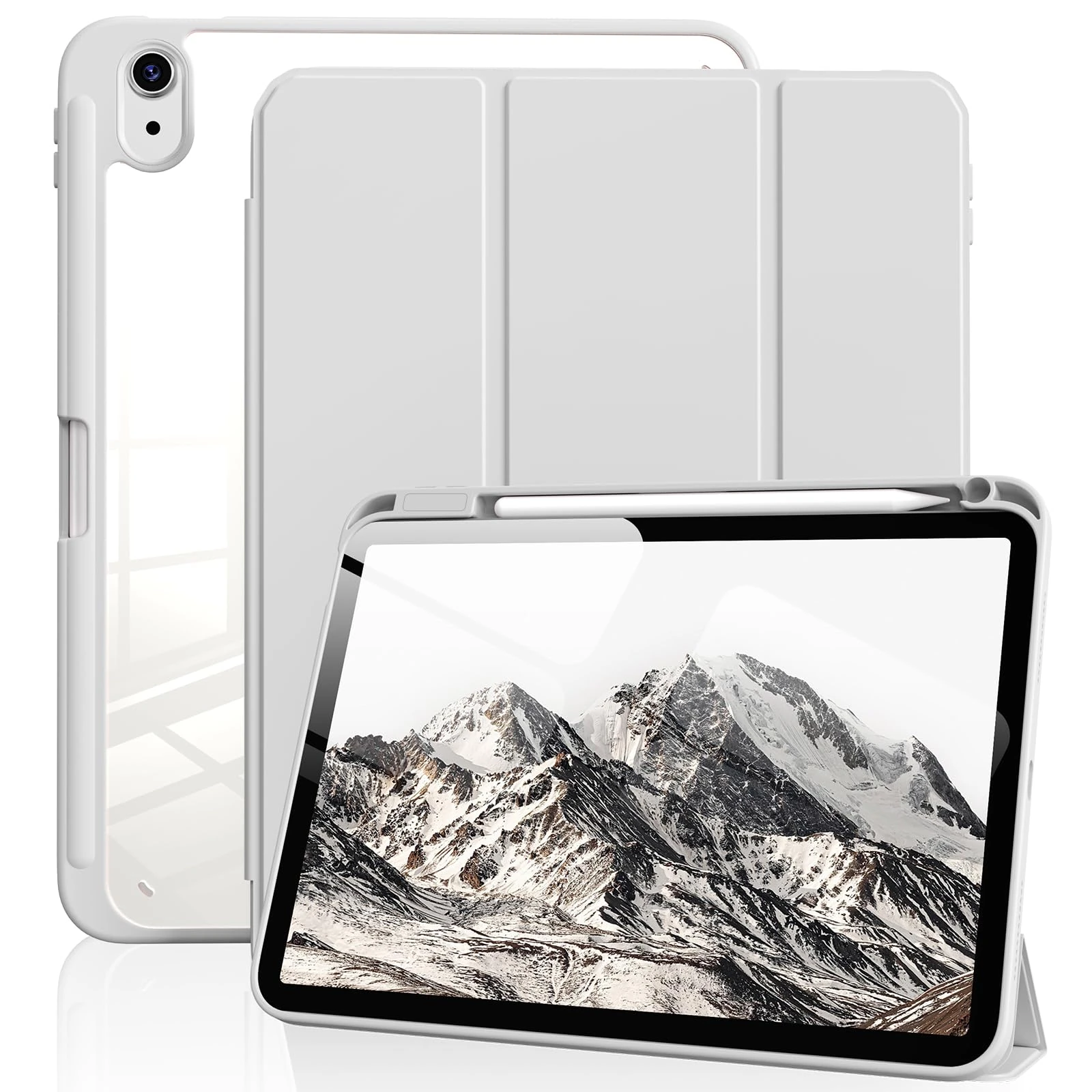 BFGTSJF Case for iPad (A16) 11th Generation 11 Inch 2025, iPad 10th Generation 10.9 Inch 2022 with Pencil Holder, Slim Trifold Stand Protective Cover with Clear Back, Auto Wake/Sleep, Gray