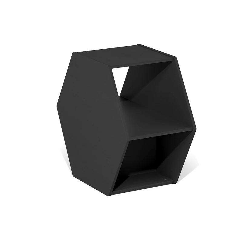 Furinno SIMPLE DESIGN Coffee Table, Hexagon Modern Coffee Table with Open Shelf, Vertical or Horizontal Side Table, for Living Room, Bedroom, Home Office, Americano