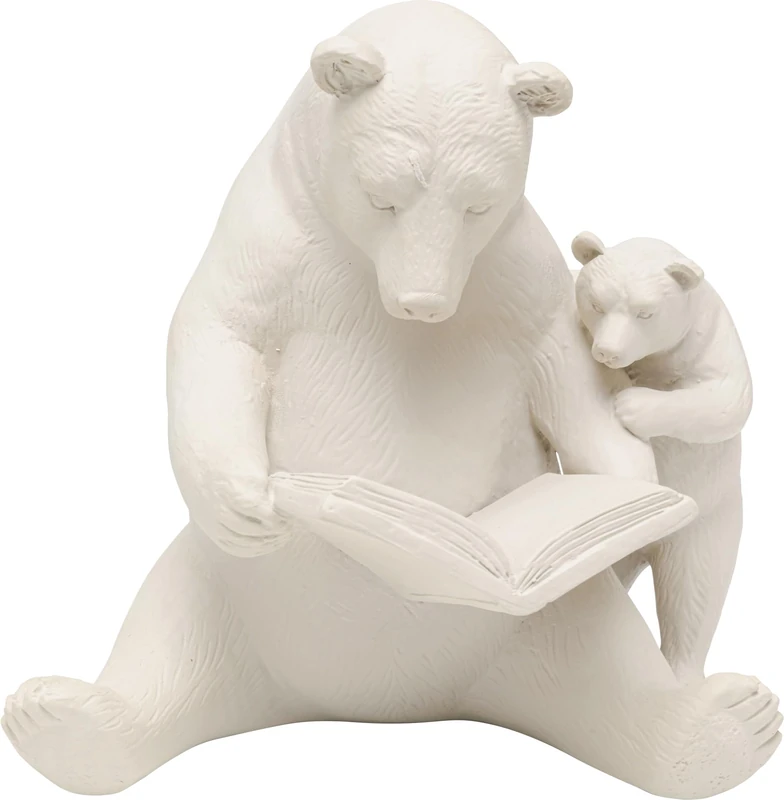 Kare Design Deco Figurine Reading Bears, Greige, 18x20x16 cm, Decorative Object, Animalmotif, Modern, Charming for Shelves or Desks, Living Room, Bedroom