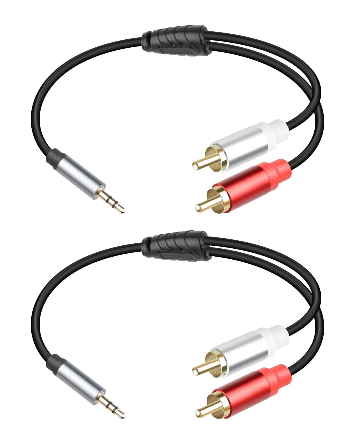 RIIEYOCA 3.5 mm Male to 2 RCA Male Cable, 1/8 to RCA Y Audio Cord,for Smartphones,Tablets,Speakers MP3 (1FT/2 Pack)
