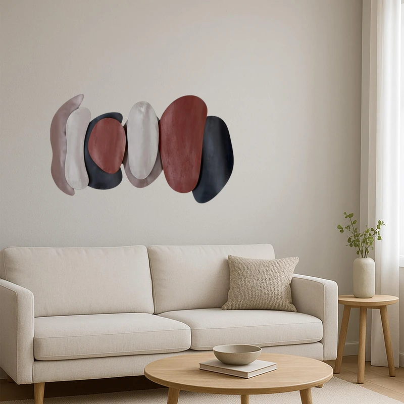 Casablanca modernes Design Bueno Wall Relief Metal Textured Anthracite/Brown/Cream 44 x 78 x 7 cm - Image 1