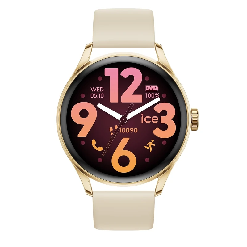 ICE-WATCH - ICE smart 3.0-1.2 Gold Beige AMOLED GPS - Women's round smartwatch with silicon strap - 025115 (1.20 inches)