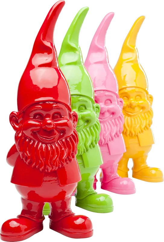 Kare Design Deco Figurine Dwarf Set 4pcs, Multicolor, 46x18x16 cm, Decorative Object, Funny Dwarfs Motif as Shelf or tabletop Decor, Living Room, Bedroom