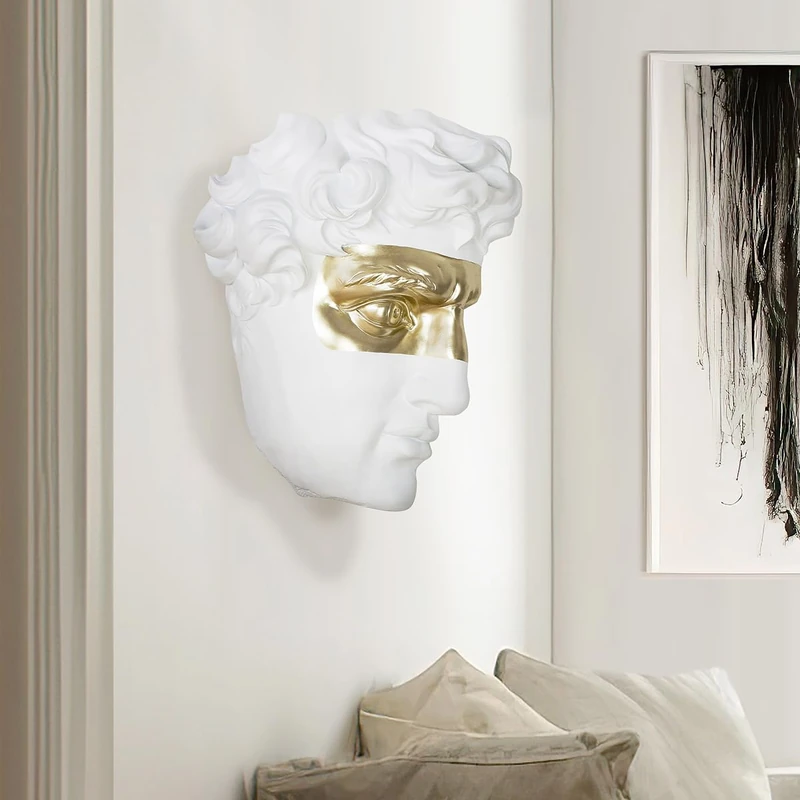 Casablanca Modern Design Wall Object Modern David, Resin, White, Matt, Metallic Look, 51 x 39 x 14 cm