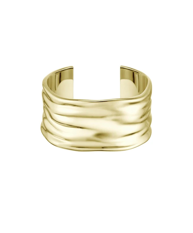 BOSS Jewelry Women's RIPPLE Collection Bangle Bracelet in Yellow Gold with Ripple Lines - 1580774