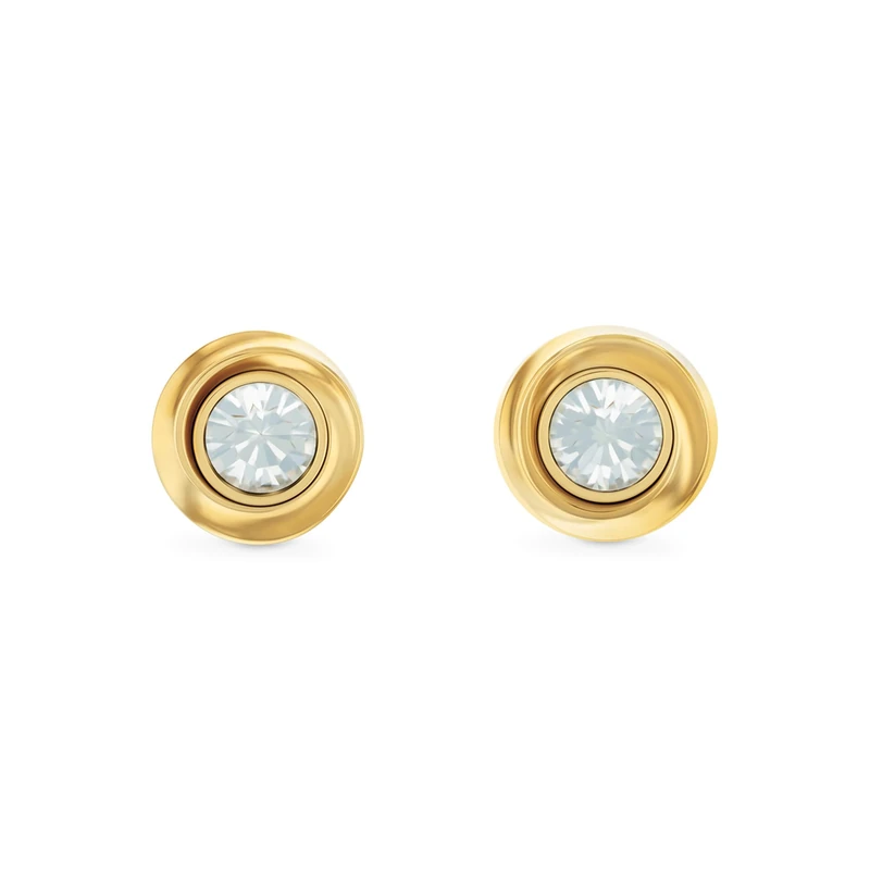 Calvin Klein Women's TWISTED BEZEL SOLITAIRE Collection Stud Earrings in Yellow Gold Embellished with Crystals - 35000772