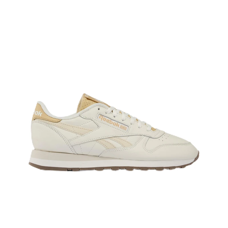 Reebok Classic Leather Sneakers for Women - Black or White Tennis Shoes Womens Size 5 to 11, Chalk Alabaster Simple Beige, 4 Women/3.5 Men