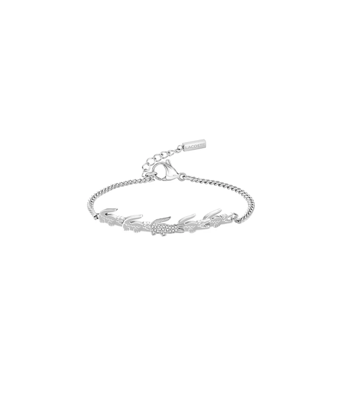 Lacoste Women's CROCODILE Collection Chain Bracelet available in silver, gold or carnation gold version