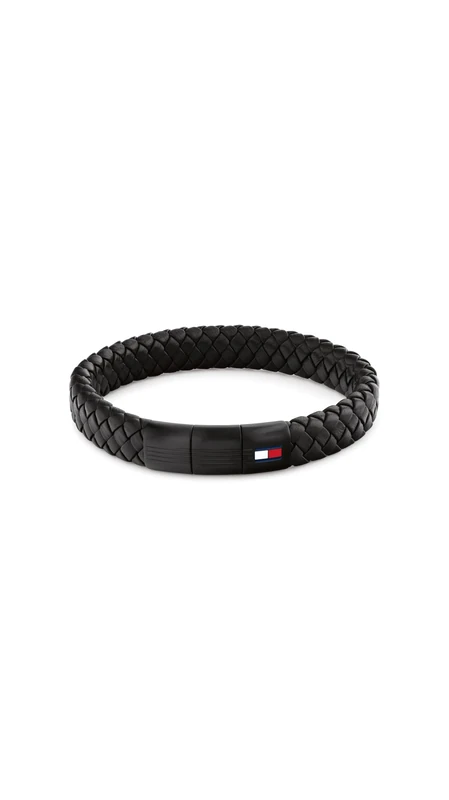 Tommy Hilfiger Jewelry Men's Braided Leather Bracelet Black - 2790662