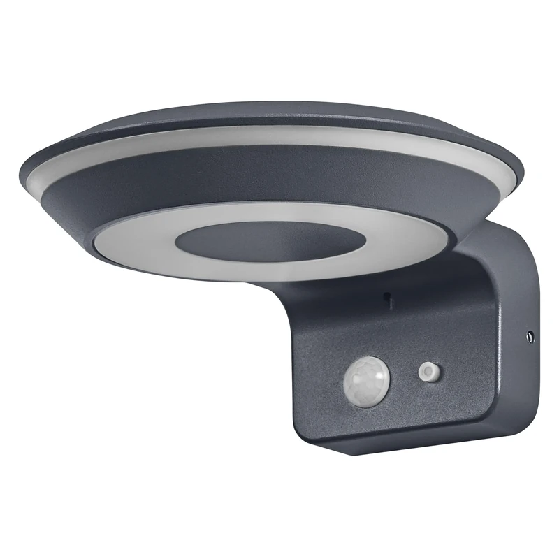 OSRAM Endura Style Glow Solar wall Light, Two Separately controllable Light Rings, Warm White Light (3000K), Integrated Sensor, usable Without Power, IP44 Protection, Dark Gray