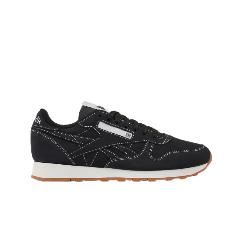 Reebok Unisex Classic Leather Trainers, Black/Chalk/Gum, 44.5 EU