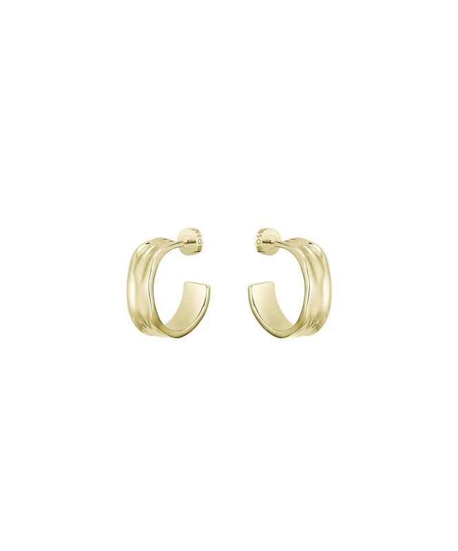 BOSS Jewelry Women's RIPPLE Collection Earrings in Yellow Gold with Ripple Lines - 1580776