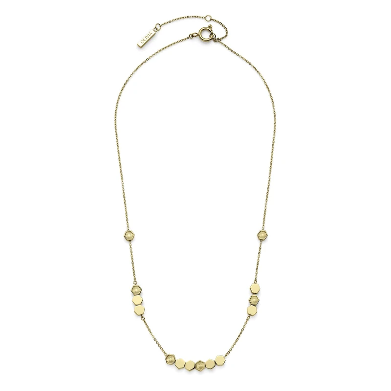 Olivia Burton Women's PETITE HONEYCOMB Collection Necklace in Yellow Gold with Hexagonal Charms - 24100298