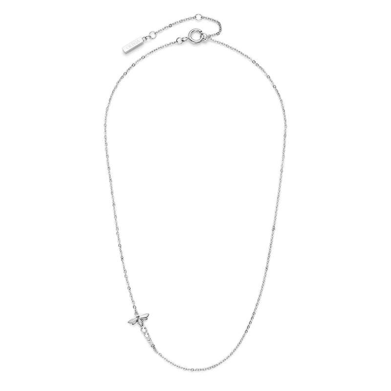 Olivia Burton Women's EVER STACKED Collection Necklace in Stainless Steel with a Bee Charm and Crystals - 24100343