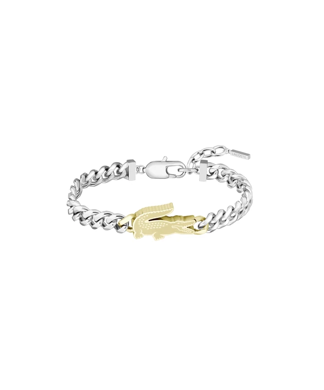 Lacoste Men's ARTHOR Collection Chain Bracelet in Two-Tone Stainless Steel with a Crocodile-Shaped Charm - 2040552