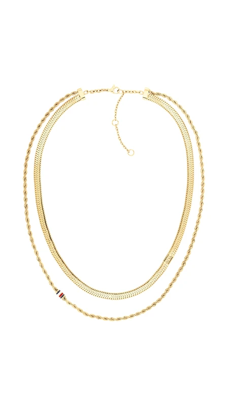 Tommy Hilfiger Jewelry Women's Doble Chain Necklace in Yellow Gold - 2780980