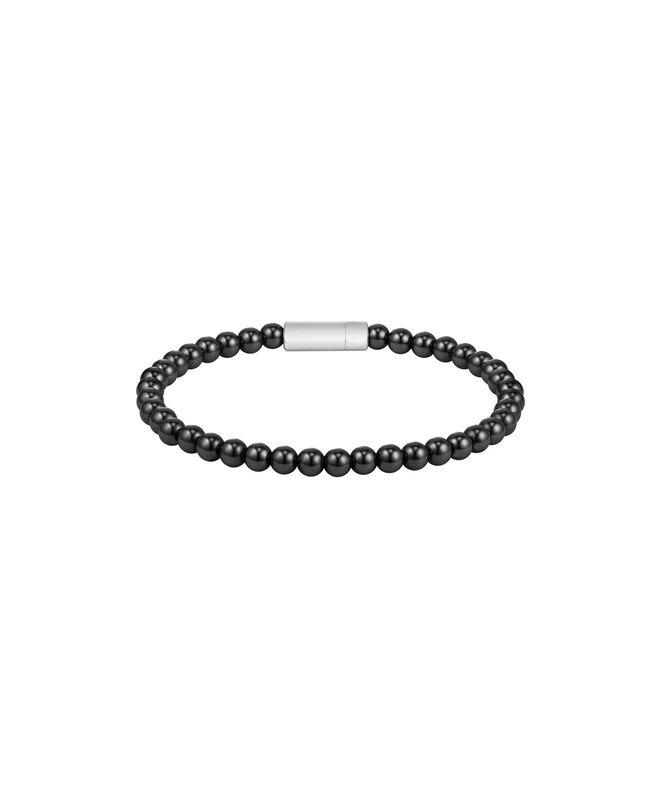 BOSS Jewelry Men's SPHERE BEADS Collection Beaded Bracelet in Stainless Steel with Onyx or Grey Hematite Beads