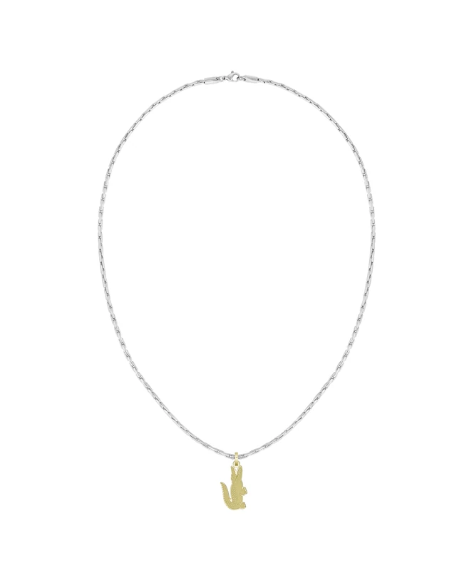 Lacoste Men's ARTHOR Collection Chain Necklace in Two-Tone Stainless Steel with a Crocodile-Shaped Charm - 2040551