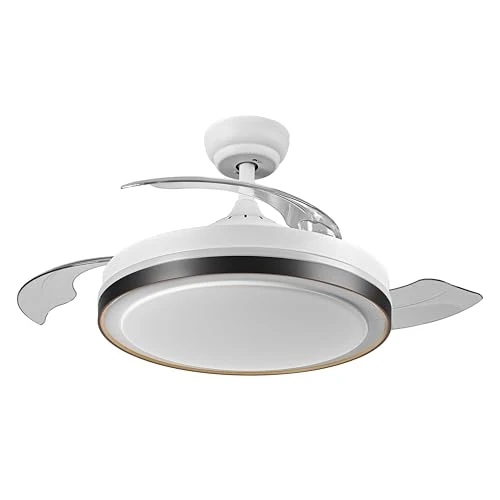 OSRAM Ceiling Fan 1070mm Retractable, 66W LED 3CCT, DC Motor 6 speeds, Remote Control Timer, 6460 m³/h