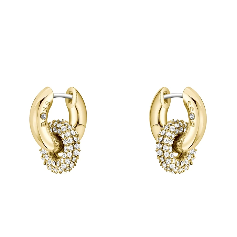 BOSS Jewelry Women's LIVE PRECIOUS Collection Earrings in Yellow Gold Embellished with Crystals - 1580759