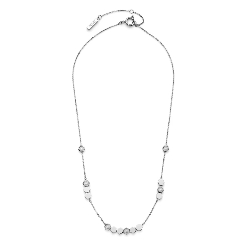 Olivia Burton Women's PETITE HONEYCOMB Collection Necklace in Stainless Steel with Hexagonal Charms - 24100297