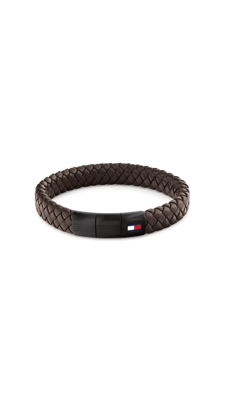 Tommy Hilfiger Jewelry Men's Braided Leather Bracelet Brown - 2790661