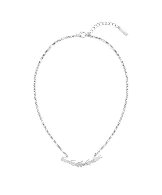 Lacoste Women's CROCODILE Collection Pendant Necklace available in silver, yellow gold or carnation gold - Image 1
