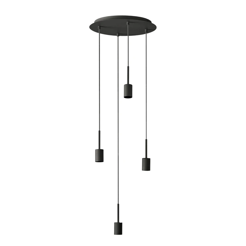 OSRAM Decor Pendant Light Needle Plate 4xE27, Dark Grey, Steel, 2m Textile Cable, Minimalist