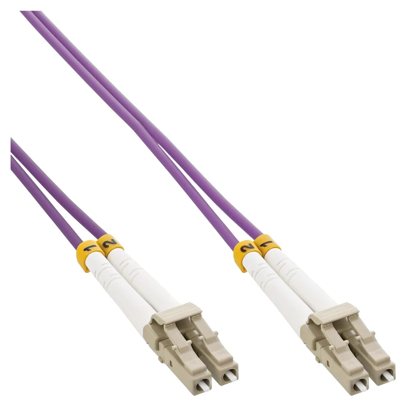 InLine LWL Duplex Cable LC/LC OM4 50/125µm, LSZH, Purple, Fibre Optic Patch Cable for Fast Data Transfer in Networks, 30m, 88530P