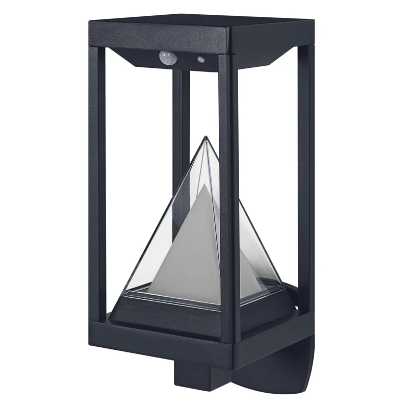 Osram Smart+ Outdoor Bluetooth Solar Wall Light with Warm White (3000K) and Colour Light, Can Be Used Without Power, Up to 2.5 Hours Burn Time at 100% Light, Rechargeable with USB-C Cable, IP44