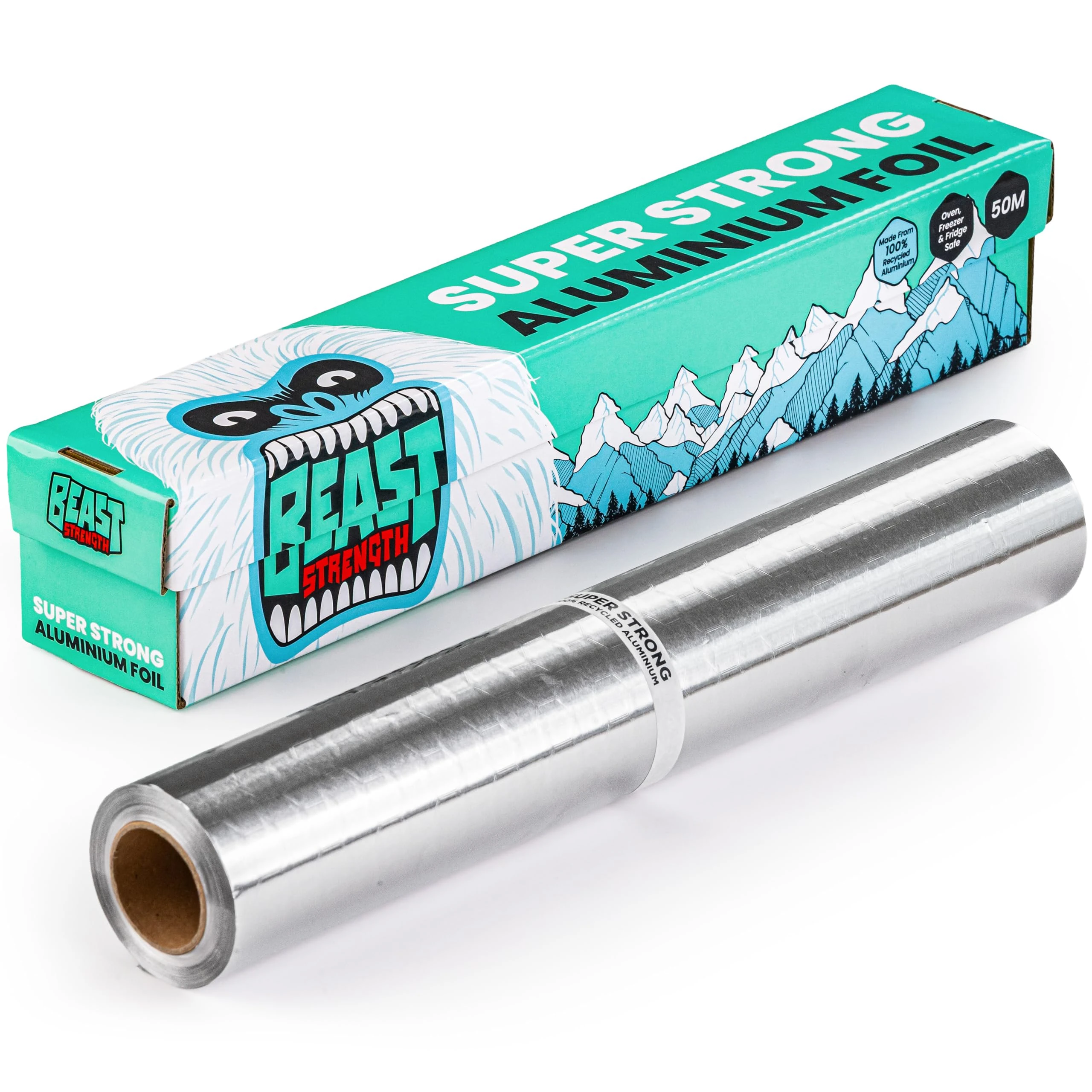 BEAST Super Strong Kitchen Foil Made from 100% Recycled Aluminium, Extra Long, 50 m x 30 cm