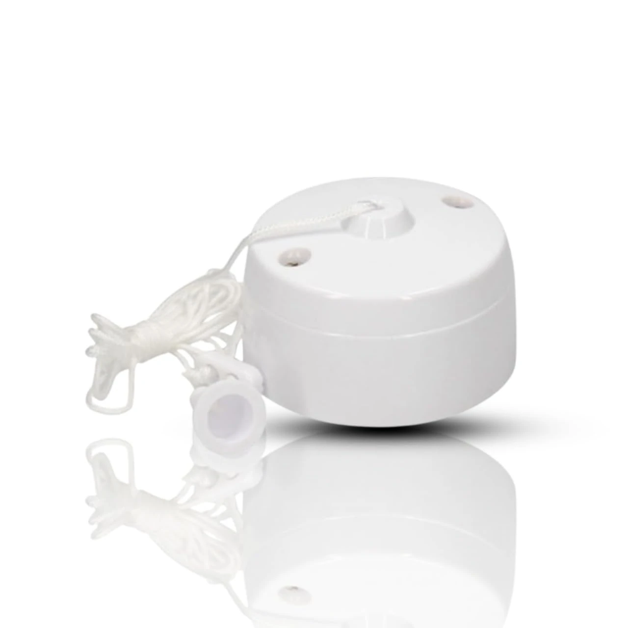 White Ceiling Pull Cord Switch 10A Round Light Switch for Bathroom or Toilet Long String Pull Cord Ceiling Mounted (2 Way)