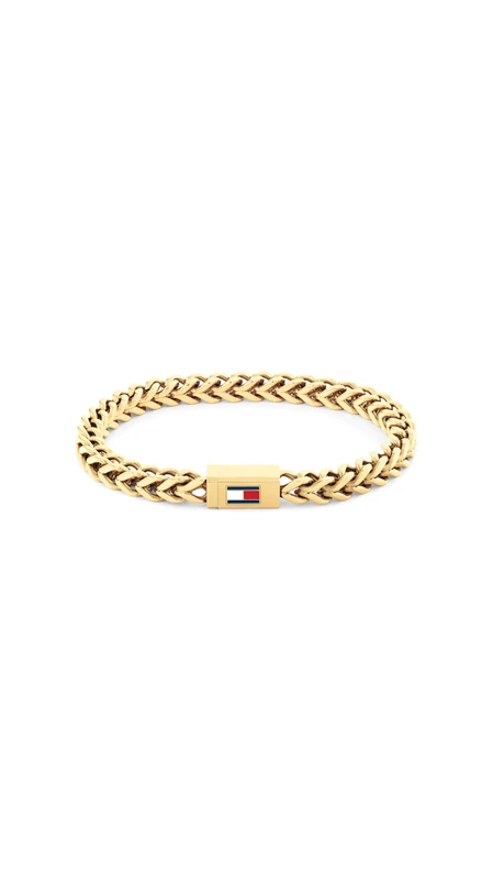 Tommy Hilfiger Jewelry Men's Chain Bracelet in Yellow Gold with the Iconic Flag - 2790648S