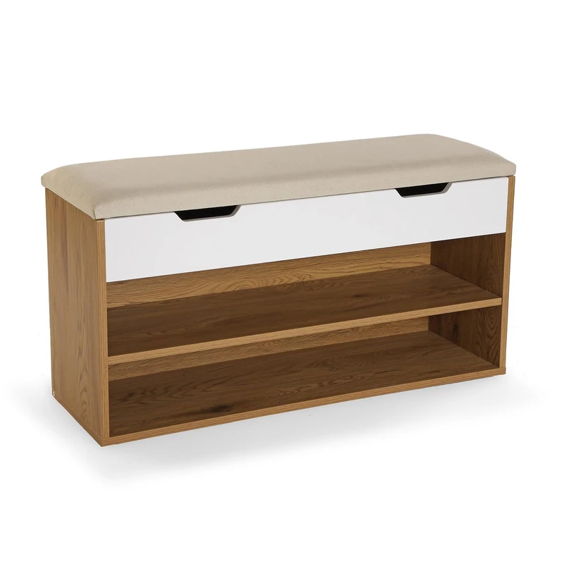 Versa Industrial Style Maren Shoe Rack, Measurements (H x L x W) 47 x 90 x 30 cm, Brown - Image 1