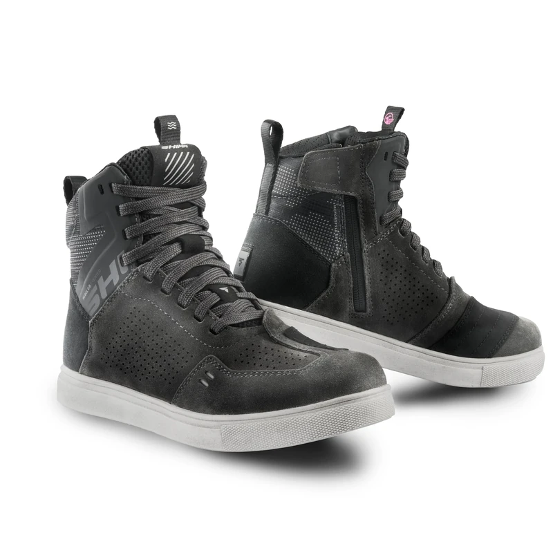 SHIMA REBEL 2.0 Motorbike Boots for Women Ventilated Leather Shoes Summer Suede Motorcycle Short Ankle Protector Urban Bike Casual Classic Riding Motor Boot (Womens, Vent Grey, 36)