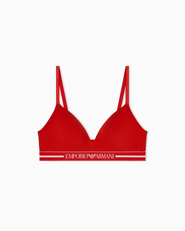 Emporio Armani Women's Everyday Cotton Padded Triangle Bra Red L - Image 1