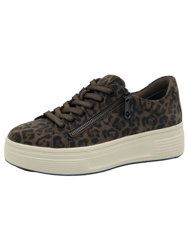 Tamaris Comfort Women’s Platform Sneakers with Zip Low Top, Mocca Leopard, 6 UK - Image 1