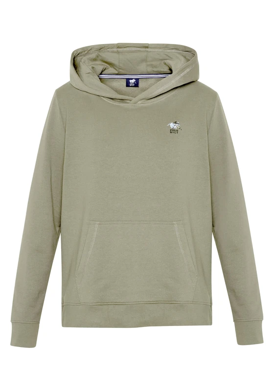 Polo Sylt Men's Cotton blend Hoodie with colorful logo embroidery, Mulled Basil, XL