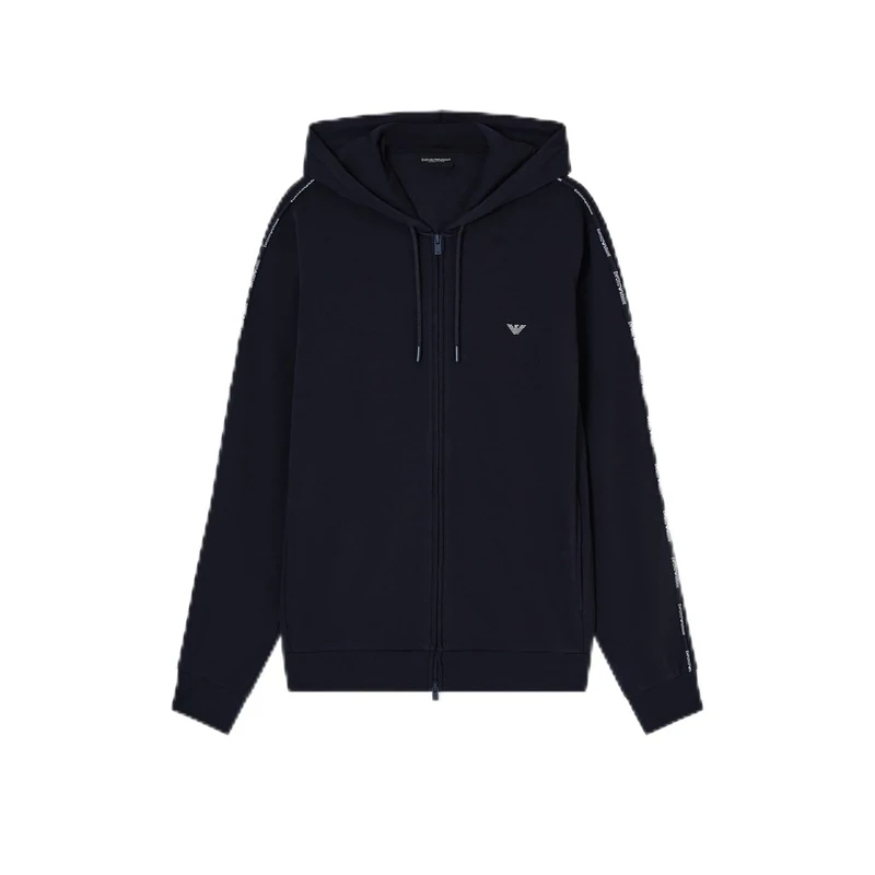 Emporio Armani Men's TERRY HOODED ZIP SWEATSHIRT Blue S - Image 1