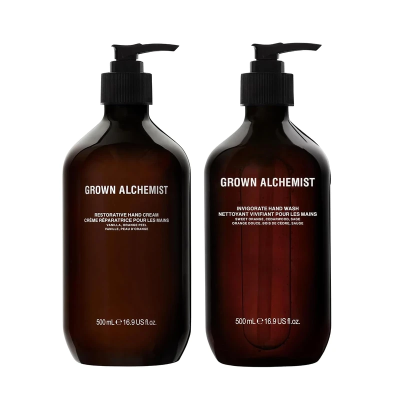 Grown Alchemist Invigorate Luxury Hand Wash and Hand Cream Bundle, 2x 500 ML - Orange, Cedarwood, Sage, Organic Handwash & Moisturiser - Natural Vegan Bioactive Botanicals, Moisturising & Hydrating