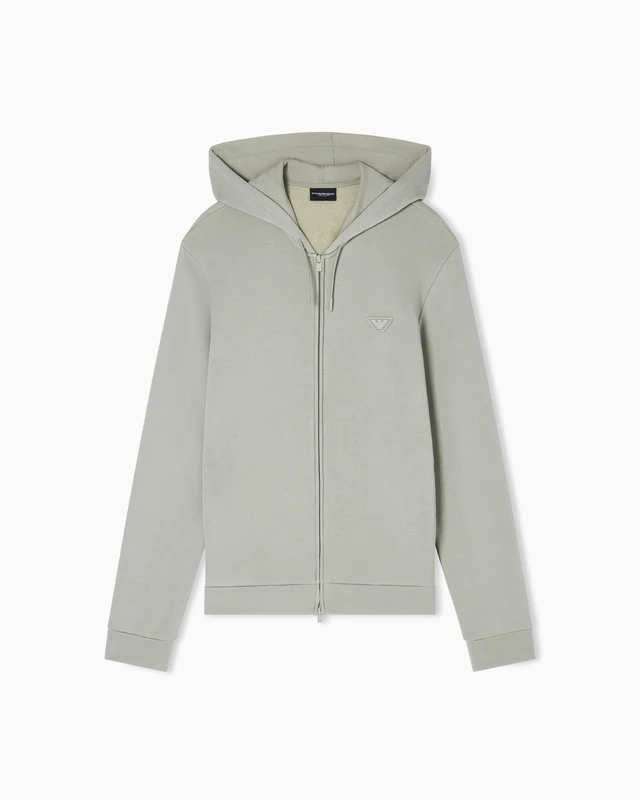 EMPORIO ARMANI Men's MODAL TERRY HOODED ZIP SWEATSHIRT Grey L
