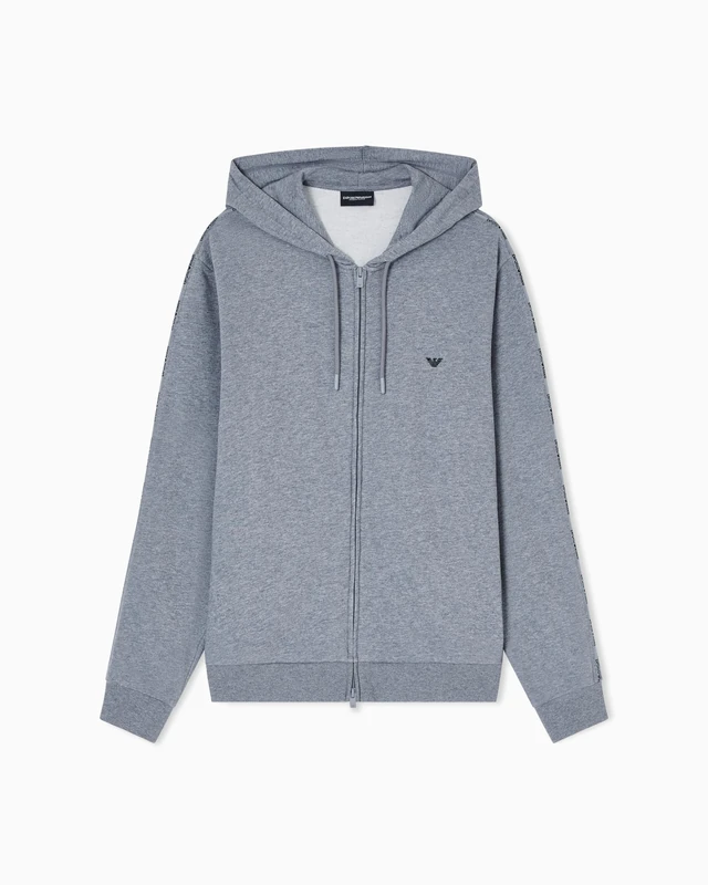 Emporio Armani Men's TERRY HOODED ZIP SWEATSHIRT Grey S