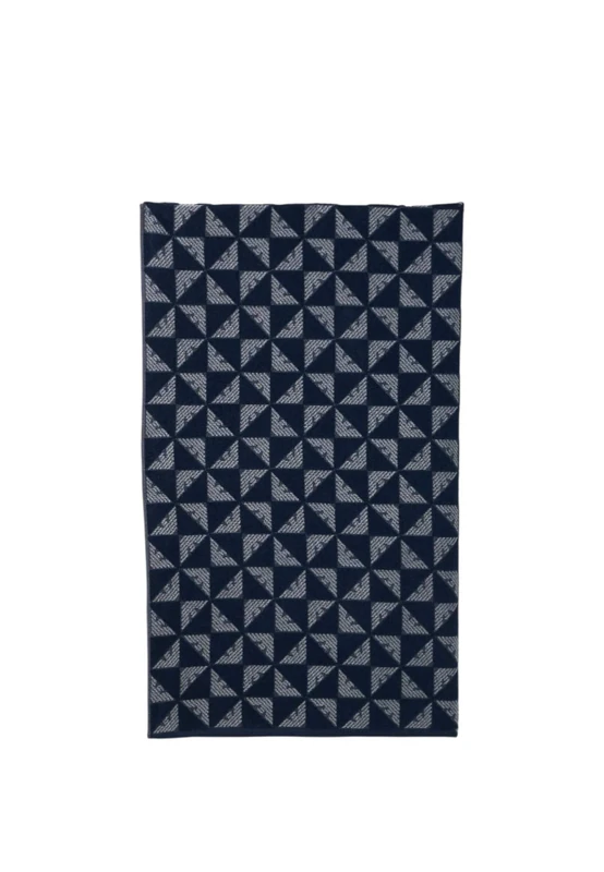 EMPORIO ARMANI Unisex MONOGRAM BEACH TOWEL Blue One Size