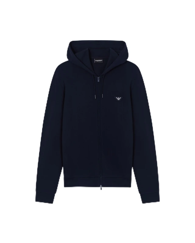Emporio Armani Men's MODAL TERRY HOODED ZIP SWEATSHIRT Blue L