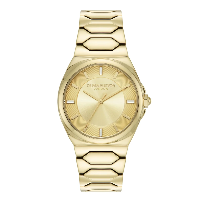 Olivia Burton Three Hand Quartz Movement Watch for Women Lustre Collection with Gold Colored Stainless Steel Bracelet - 24000201