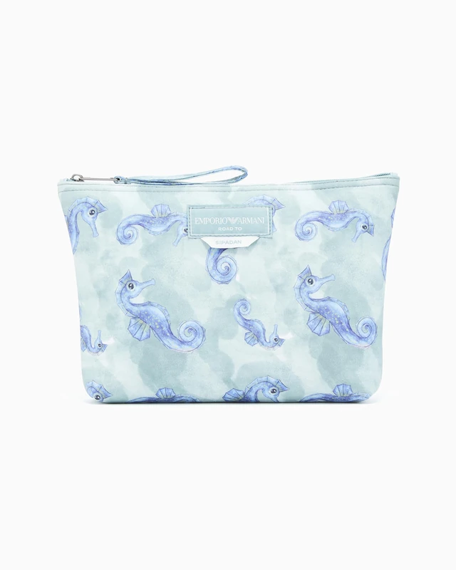 EMPORIO ARMANI Unisex ANIMALS PRINT BEACHWEAR BAG Blue One Size