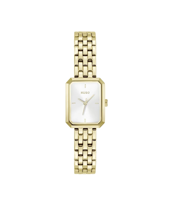 HUGO Three Hand Quartz Movement Watch for Women #Cosy Collection with Light Yellow Gold Stainless Steel Bracelet - 1540179
