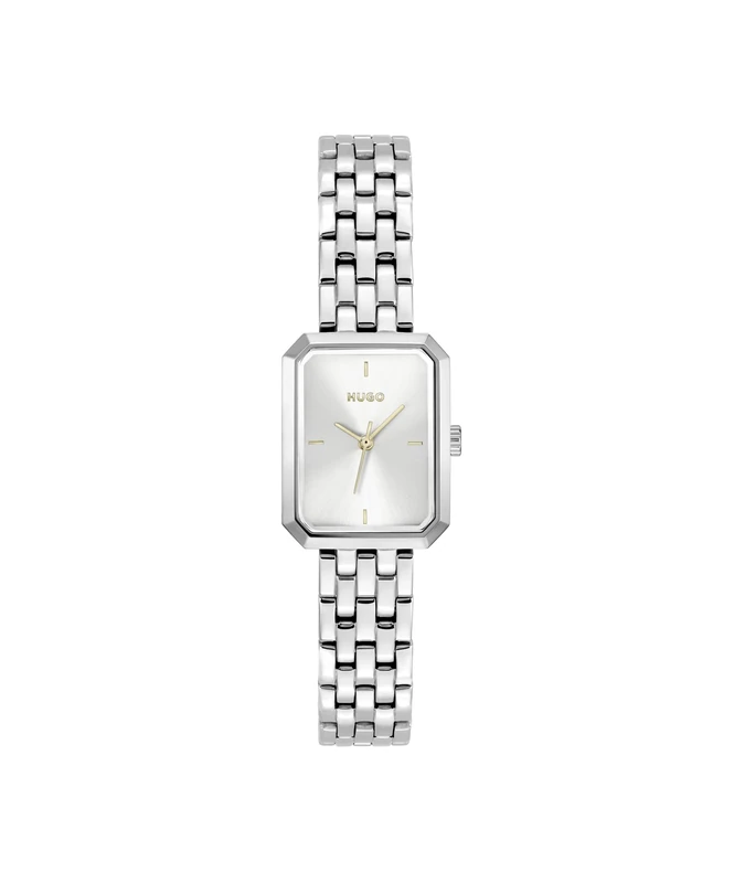 HUGO Three Hand Quartz Movement Watch for Women #Cosy Collection with Silver Stainless Steel Bracelet - 1540178