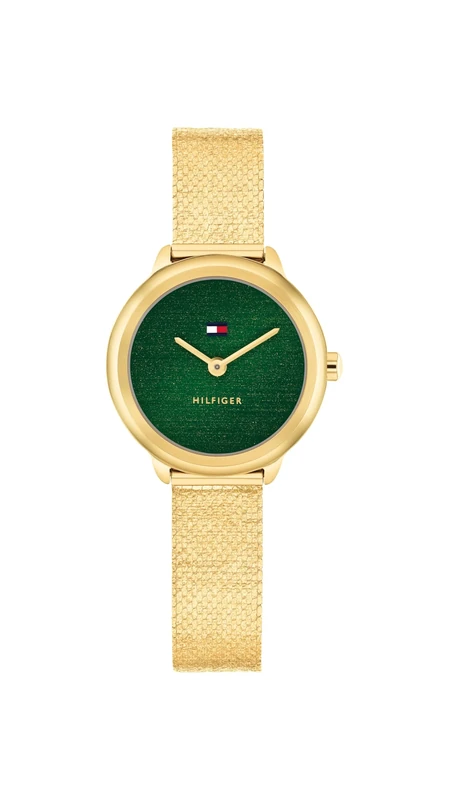 Tommy Hilfiger Two Hand Quartz Movement Watch for Women with Gold Colored Stainless Steel Mesh Bracelet - 1782812