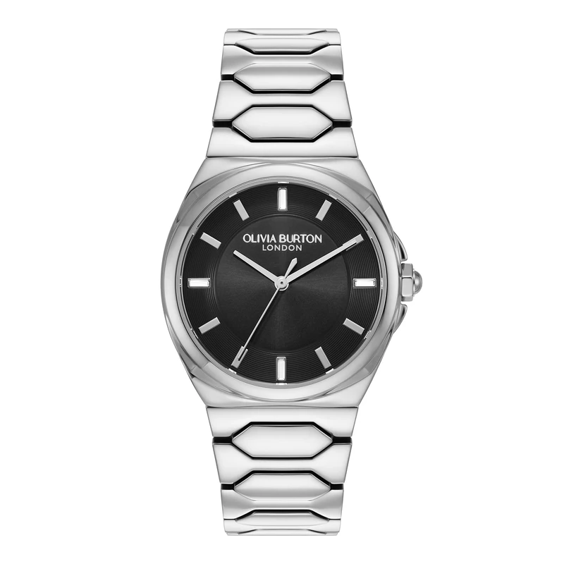 Olivia Burton Three Hand Quartz Movement Watch for Women Lustre Collection with Silver Stainless Steel Bracelet - 24000200